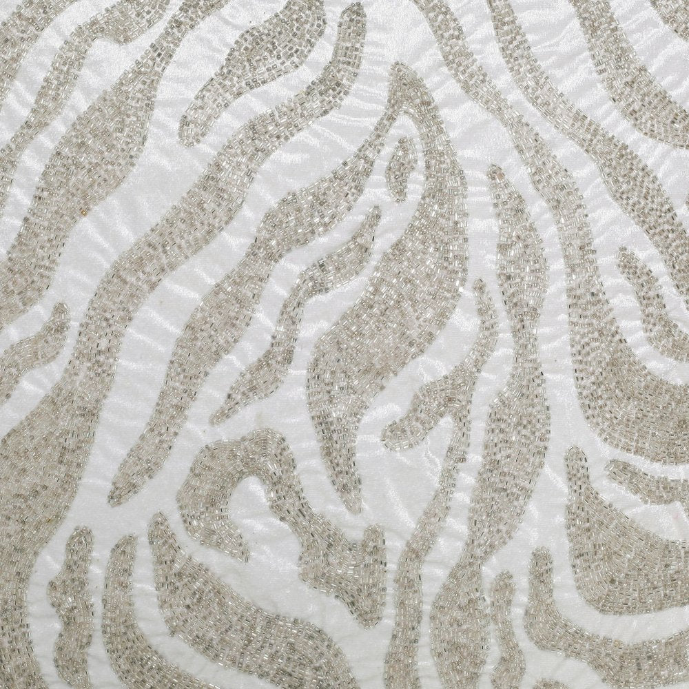 20" Ivory And Silver Geometric Throw Pillow Cover