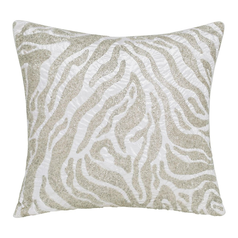 20" Ivory And Silver Throw Pillow Cover with Texture