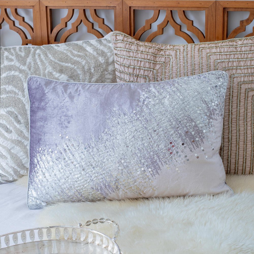 16" X 24" Gray And Silver Lumbar Throw Pillow Cover with Texture