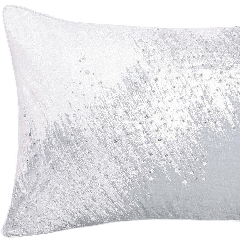 16" X 24" Ivory And Silver Lumbar Geometric Throw Pillow Cover