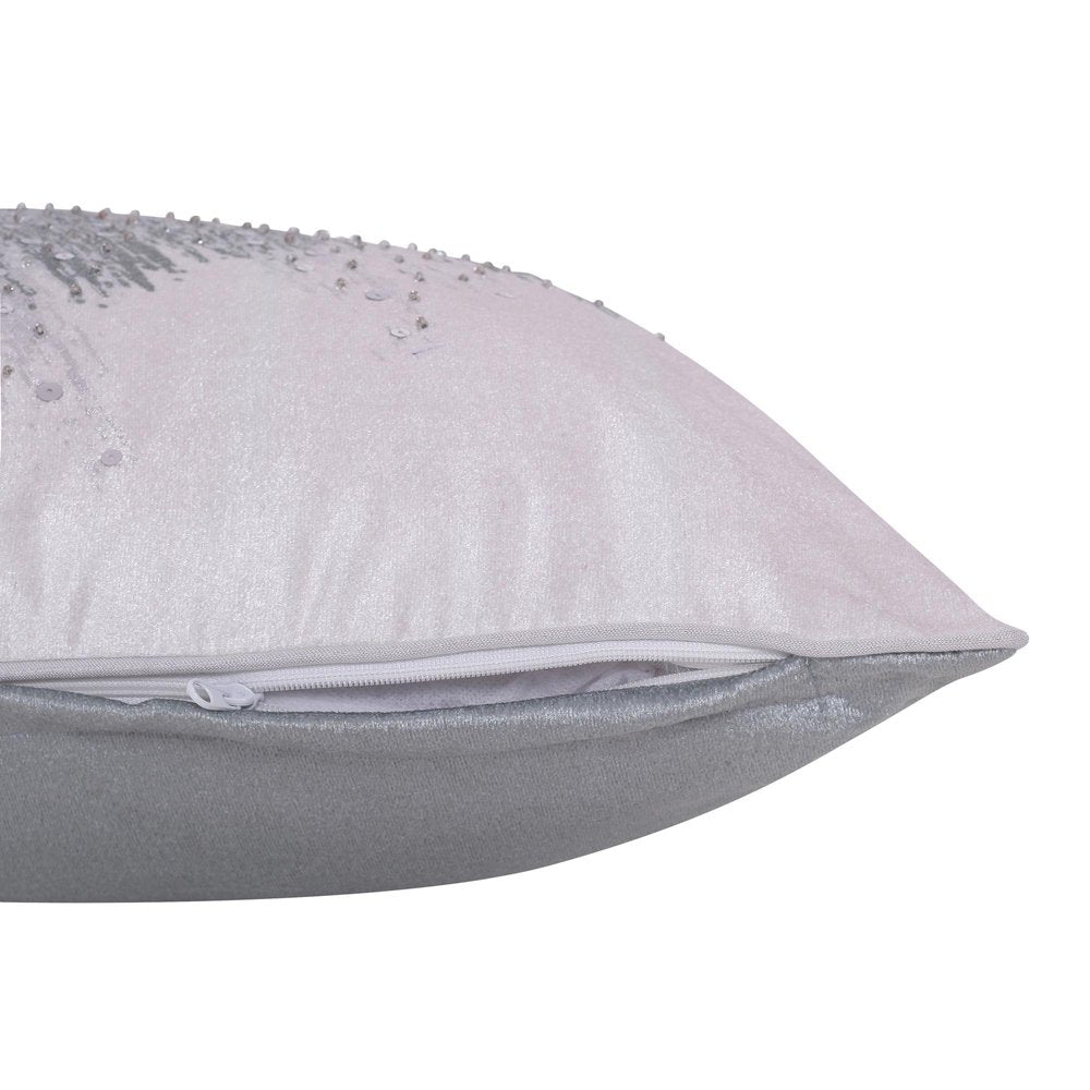 16" X 24" Ivory And Silver Lumbar Abstract Throw Pillow Cover with Sequin