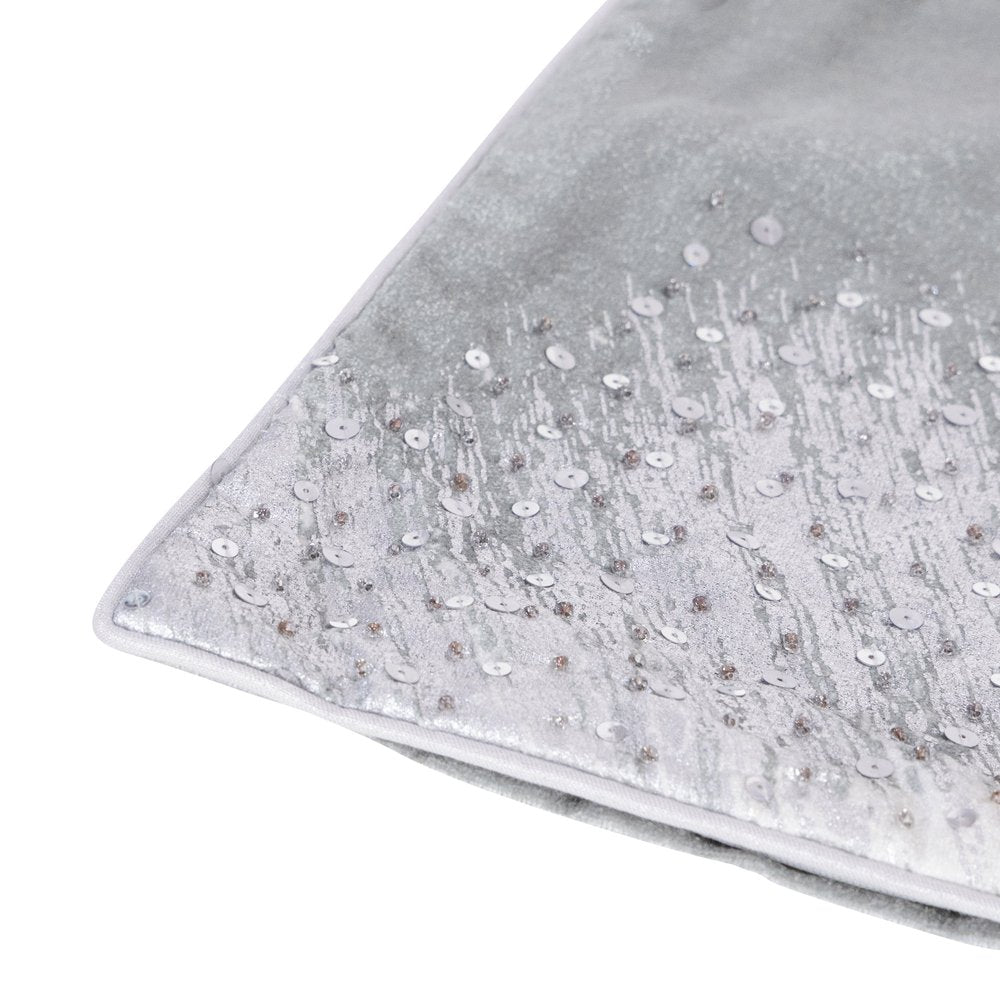 16" X 24" Ivory And Silver Lumbar Geometric Throw Pillow Cover