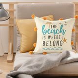 20" Orange And Beige Text Throw Pillow Cover