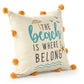 20" Orange And Beige Text Throw Pillow Cover