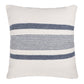 20" Blue And Ivory Striped Recycled Poly Linen Throw Pillow Cover