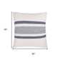 20" Blue And Ivory Striped Recycled Poly Linen Throw Pillow Cover
