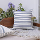 20" Blue And Ivory Striped Recycled Poly Linen Throw Pillow Cover
