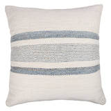 20" Ivory And Blue Beach Striped Throw Pillow Cover