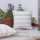 20" Light Blue And Orange Striped Recycled Poly Linen Throw Pillow Cover