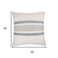 20" Light Blue And Orange Striped Recycled Poly Linen Throw Pillow Cover