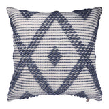 20" Ivory And Blue Beach Diamond Throw Pillow Cover with Texture