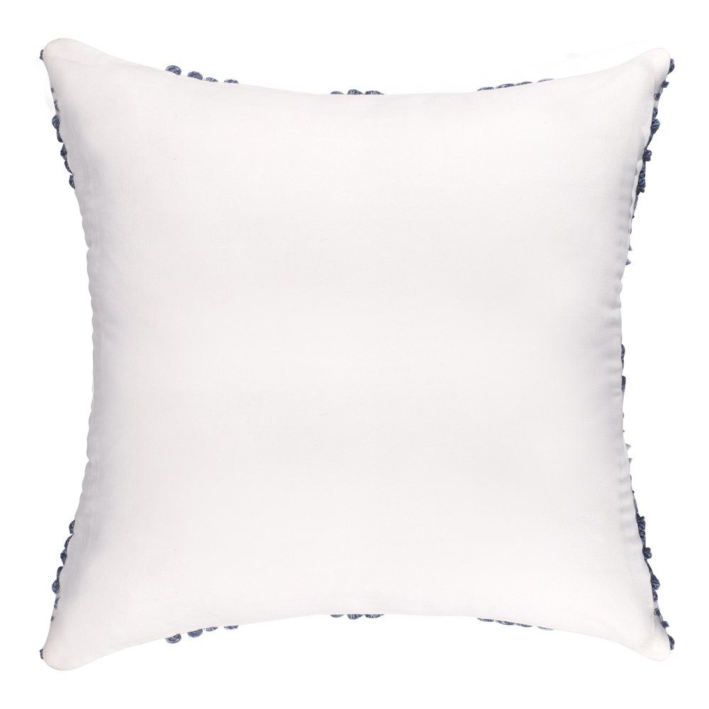 20" Navy Blue And Ivory Diamond Recycled Poly Linen Throw Pillow Cover