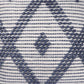 20" Ivory And Blue Beach Diamond Throw Pillow Cover with Texture