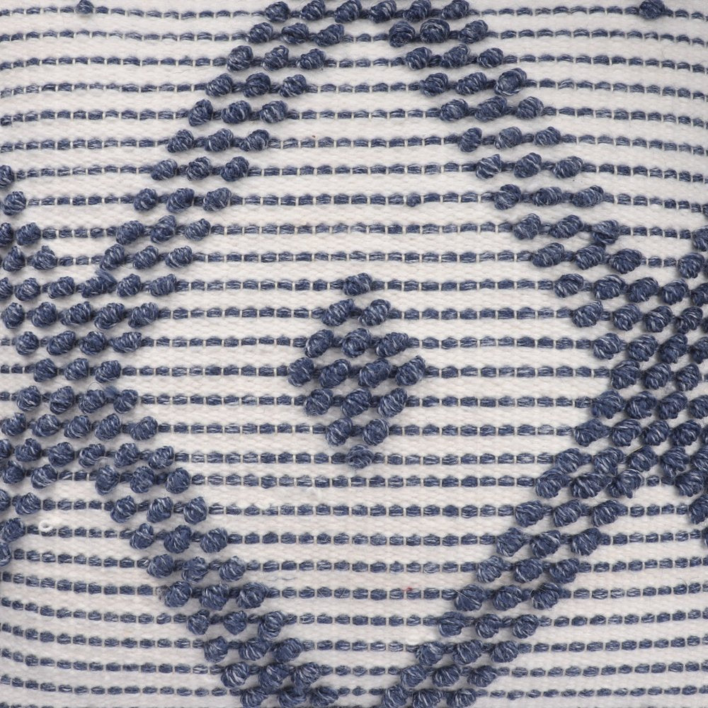 20" Ivory And Blue Beach Diamond Throw Pillow Cover with Texture