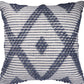 20" Navy Blue And Ivory Diamond Recycled Poly Linen Throw Pillow Cover