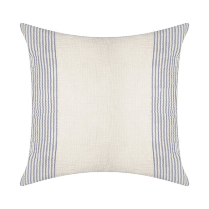 22" Blue And Ivory Striped Cotton Throw Pillow Cover