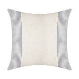 22" Blue And Ivory Striped Cotton Throw Pillow Cover