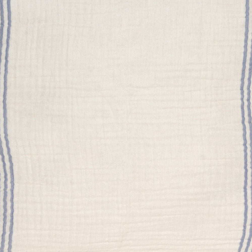 22" Blue And Ivory Striped Cotton Throw Pillow Cover