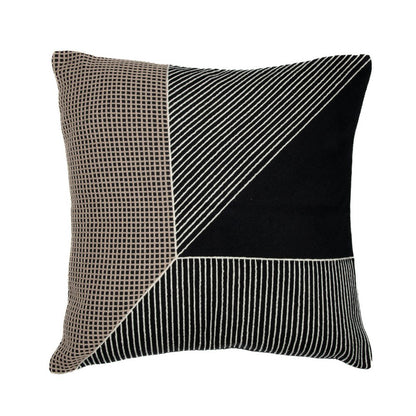 24" Black And White Striped Cotton Throw Pillow Cover