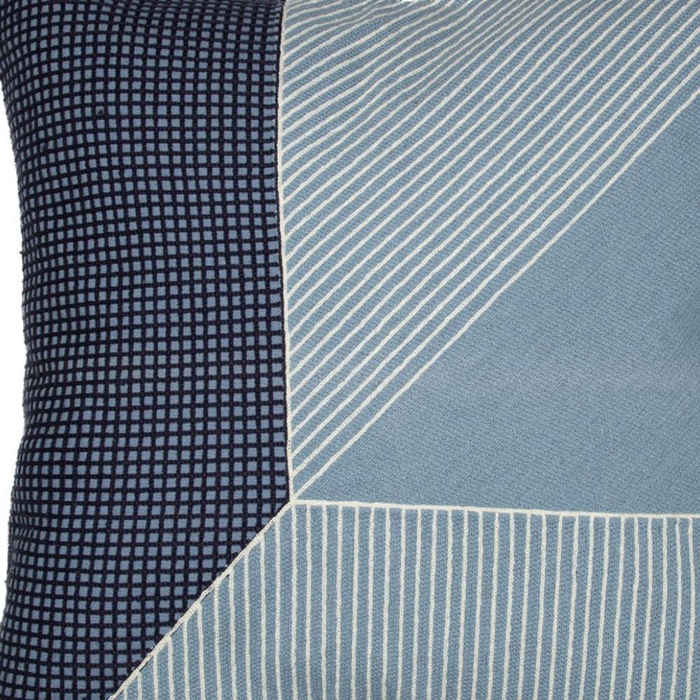 20" Blue And White Striped Cotton Throw Pillow Cover