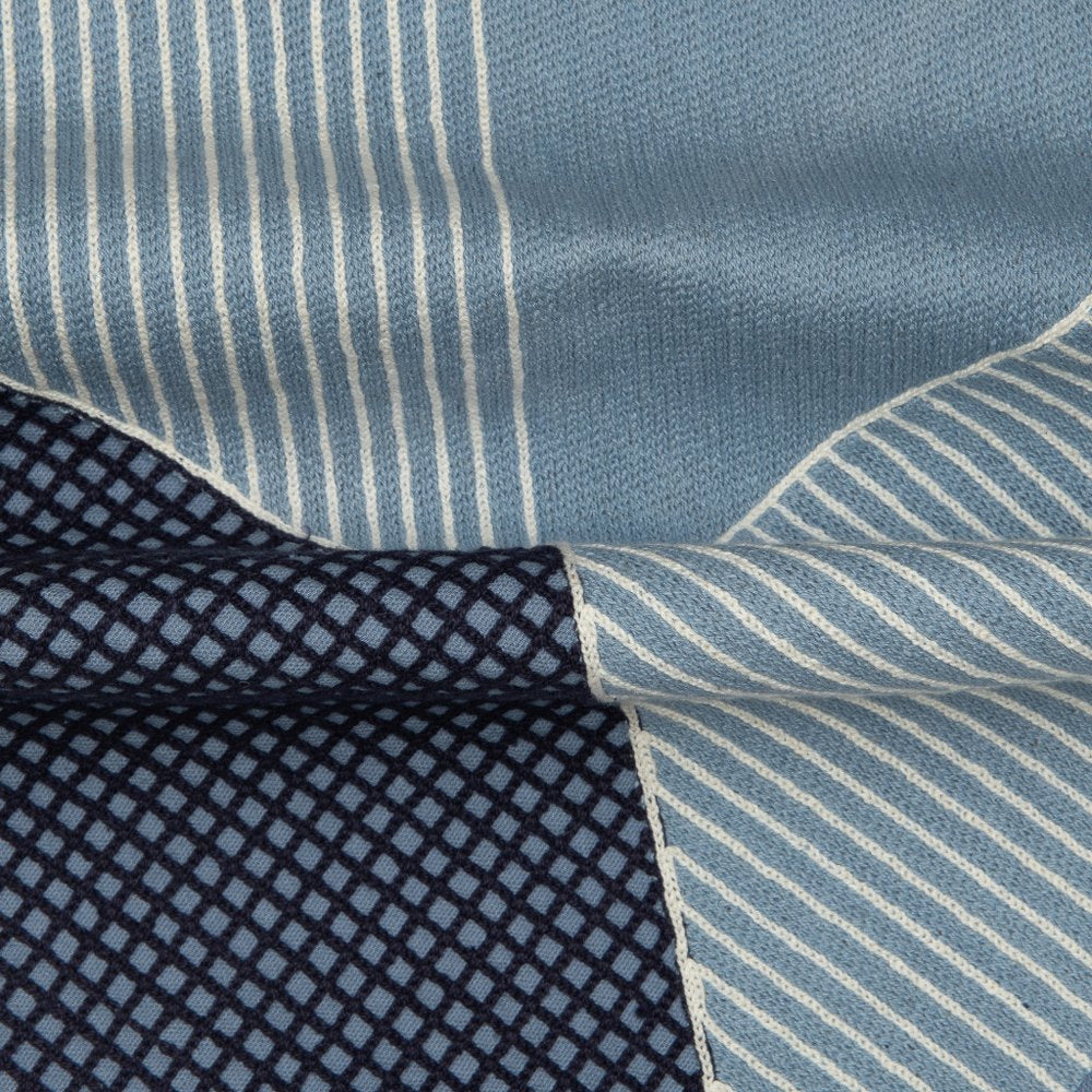 20" Blue And White Striped Cotton Throw Pillow Cover