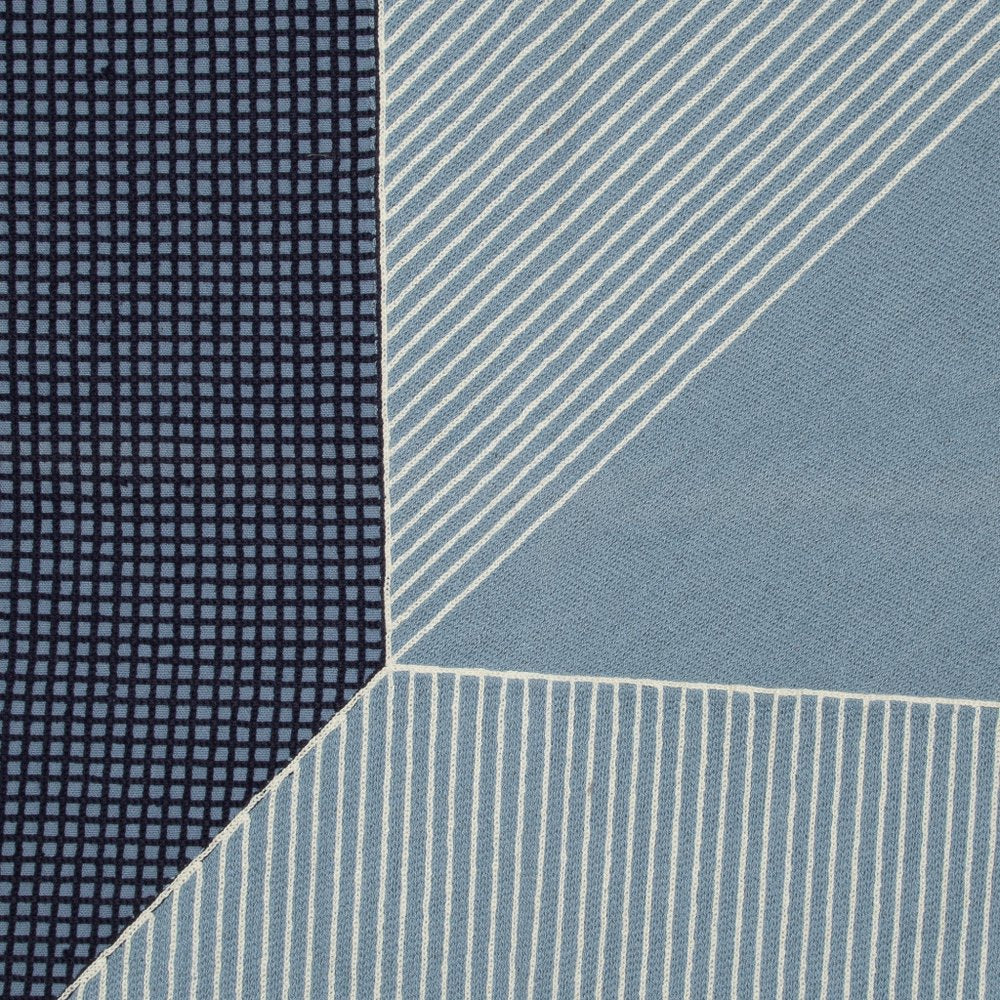 20" Blue And White Striped Cotton Throw Pillow Cover