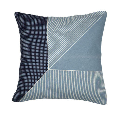 24" Blue And White Striped Cotton Throw Pillow Cover