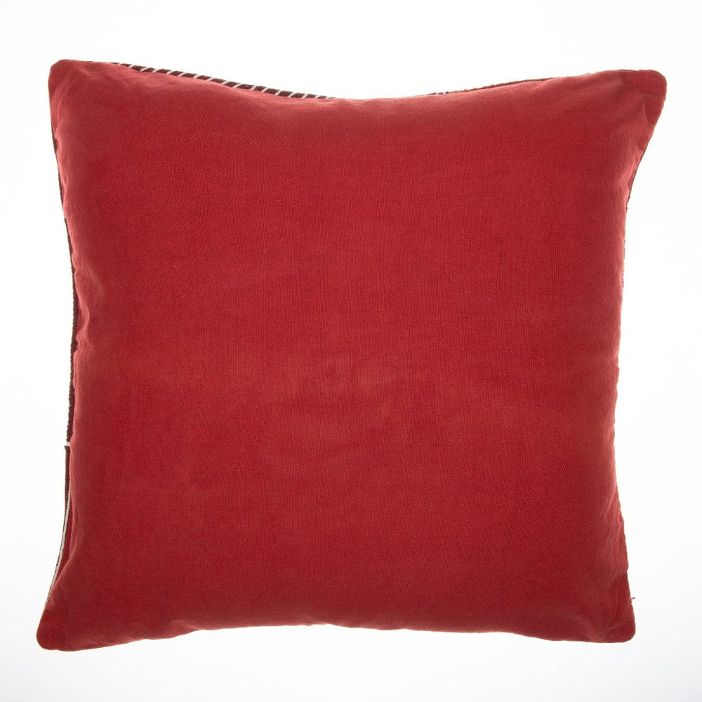 20" Red And White Striped Cotton Throw Pillow Cover