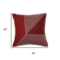 24" Red And White Striped Cotton Throw Pillow Cover