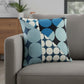 20" Blue And Ivory Geometric Cotton Throw Pillow Cover