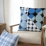 20" Blue And Ivory Geometric Cotton Throw Pillow Cover