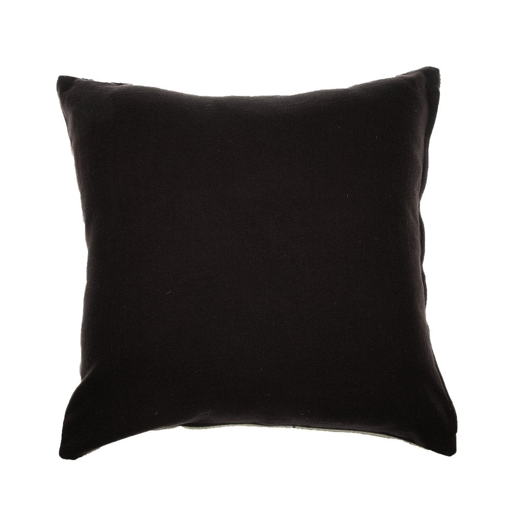 20" Black And Beige Geometric Cotton Throw Pillow Cover