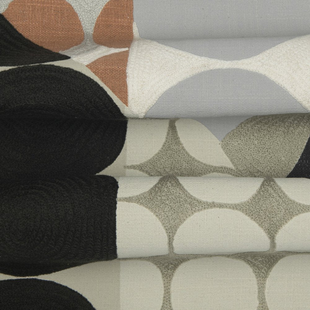 24" Black And Beige Geometric Cotton Throw Pillow Cover