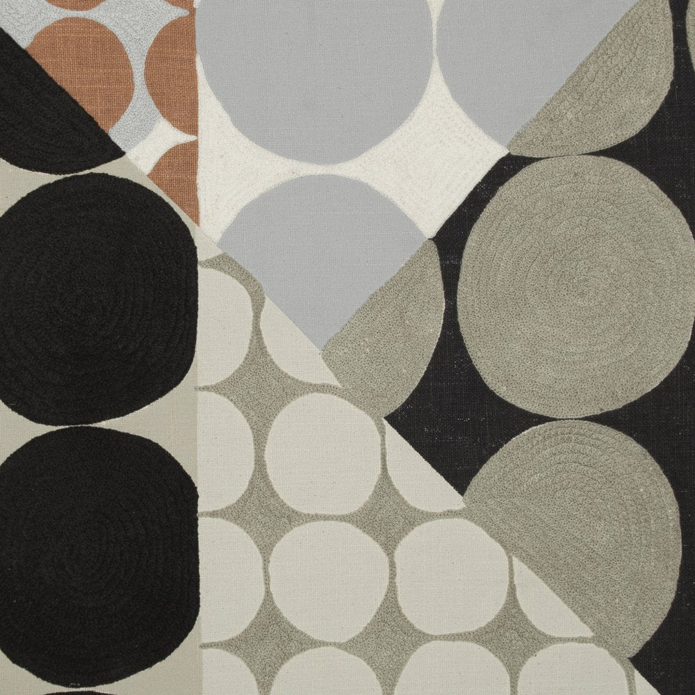 24" Black And Beige Geometric Cotton Throw Pillow Cover