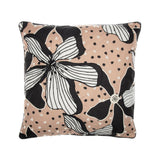 20" Beige And Black Floral Throw Pillow Cover