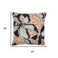 20" Beige And Black Floral Throw Pillow Cover