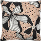 20" Beige And Black Floral Throw Pillow Cover