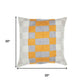 20" Gray Yellow And White Check Throw Pillow Cover
