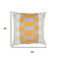 20" Gray And Orange Check Throw Pillow Cover