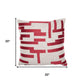 20" Red And Ivory Geometric Cotton Blend Throw Pillow Cover