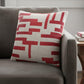 24" Red And Ivory Geometric Cotton Blend Throw Pillow Cover