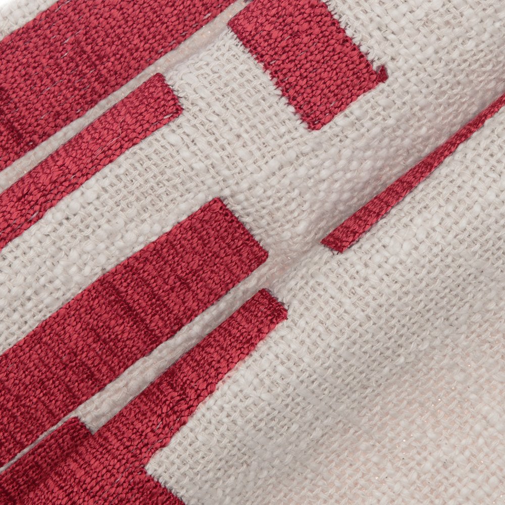 24" Red And Ivory Geometric Cotton Blend Throw Pillow Cover