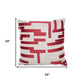 24" Red And Ivory Geometric Cotton Blend Throw Pillow Cover