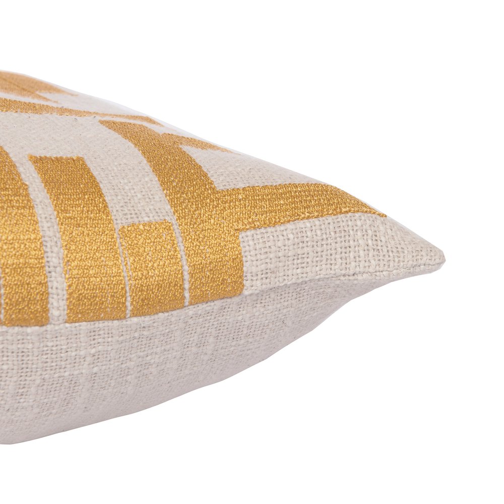 20" Yellow And Ivory Geometric Cotton Blend Throw Pillow Cover