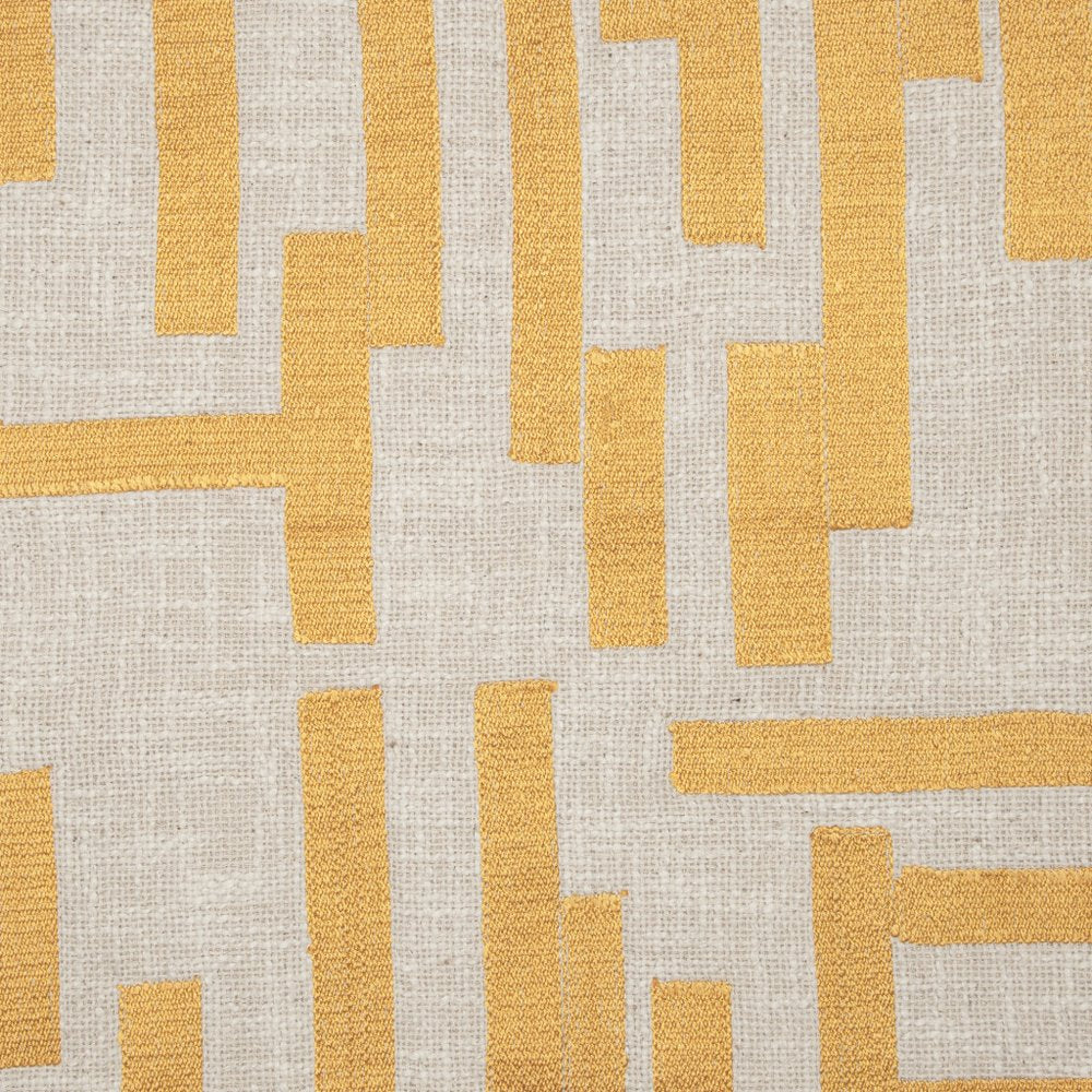 20" Yellow And Ivory Geometric Cotton Blend Throw Pillow Cover