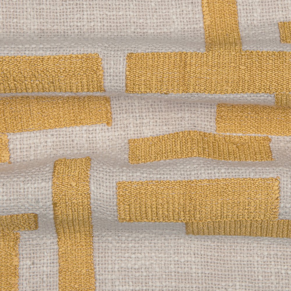 24" Yellow And Ivory Geometric Cotton Blend Throw Pillow Cover