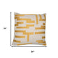 24" Yellow And Ivory Geometric Cotton Blend Throw Pillow Cover