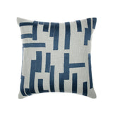 20" Blue And Ivory Geometric Cotton Blend Throw Pillow Cover