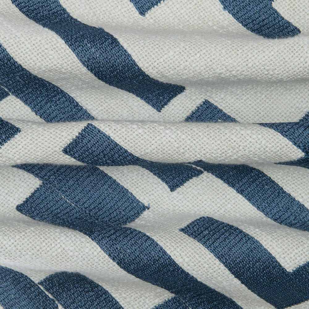 20" Blue And Ivory Geometric Cotton Blend Throw Pillow Cover