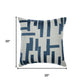 20" Blue And Ivory Geometric Cotton Blend Throw Pillow Cover